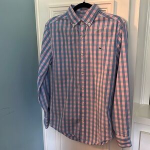 Vineyard Vines Men’s Whale Shirt blue/pink check